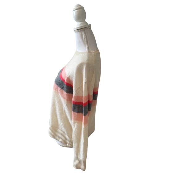360 Cashmere Oversized Crewneck Sweater Off White Cashmere Pink Stripe S - Picture 5 of 8